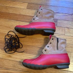 Gently Used Sperry Brown & Red Duck Boots